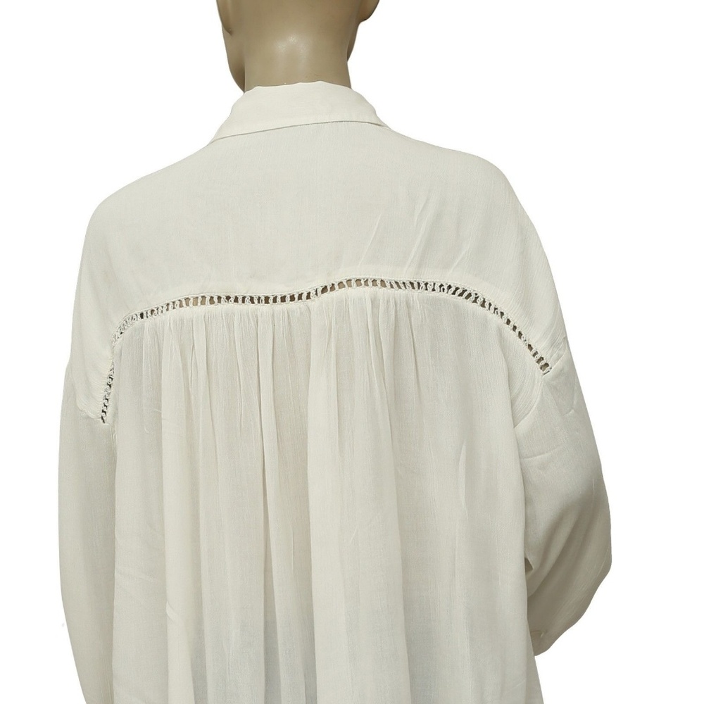 New Free People Katie Bird Buttondown Crochet Top - Picture 7 of 7